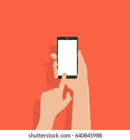 hand of business man hold phone and touch,business concept,flat design