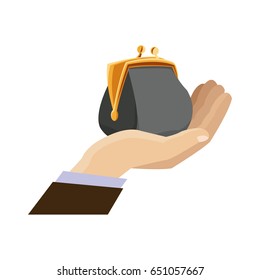 hand business man holding open money purse image