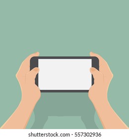 hand of business man use smart phone,flat design,vector business illustration