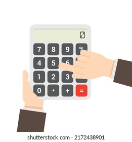 negocio de mano con signo vector de calculadora