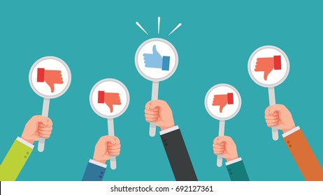 Hand of businessman with dislike or disagree feedback vector illustration