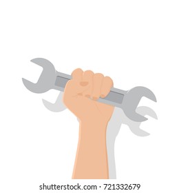 hand of businessman hold wrench on white background,vector illustration eps10.
