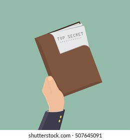 hand of businessman holding document top secret