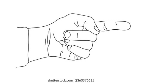 Hand of Businessman Pointing Direction Forward Line Art
