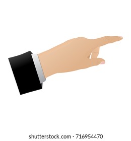 Hand of businessman pressing an imaginary button on white background, vector eps10