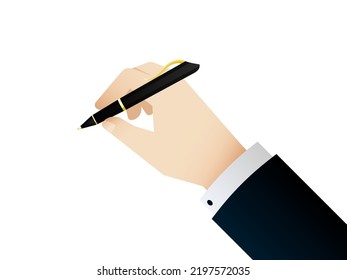 The hand of Businessman that holding a black luxury pen, Vector.