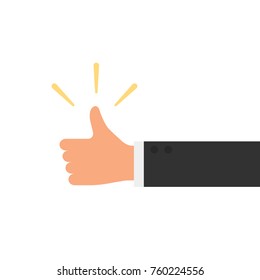 Hand of businessman with thumb up feedback vector illustration