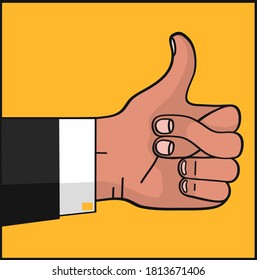 hand of businessman, hand with thumb up, but get one disagree or dislike feedback vector illustration