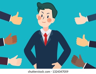 Hand Businessmanmany Hands Thumbs Feedback Man Stock Vector (Royalty ...