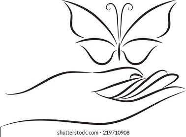 hand and butterfly