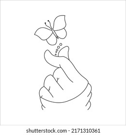 Hand with butterfly Coloring Page 