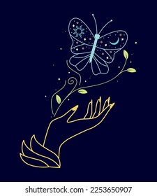 hand with butterfly esoteric style