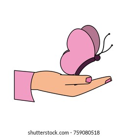 Hand with butterfly icon vector illustration graphic design