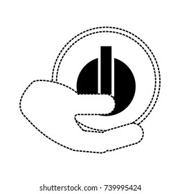   hand with  button car air conditioning vector illustration