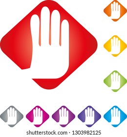 Hand button in different colors collection