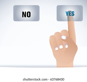 Hand and buttons Yes/No