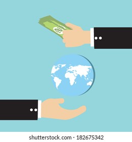 hand buy earth vector