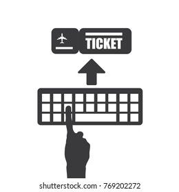 Hand buying a air ticket, vector illustration design. Hands collection.