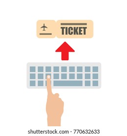 Hand buying an air ticket, vector illustration design. Hands collection.