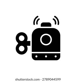 Hand buzzer prank device in palm, vector icon. Classic prank hand buzzer hidden in palm with spring mechanism for comedic shock effect, isolated on a clean background in flat vector icon style.