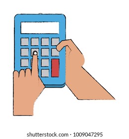 Hand with calculator