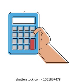 Hand with calculator