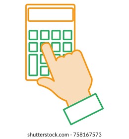 hand with calculator device isolated icon