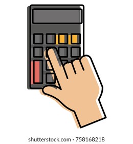 hand with calculator device isolated icon