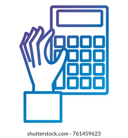 hand with calculator device isolated icon