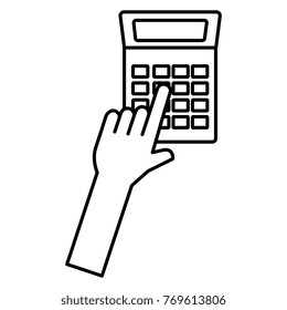 hand with calculator device isolated icon