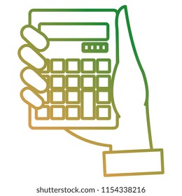 hand with calculator math isolated icon