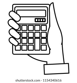 hand with calculator math isolated icon