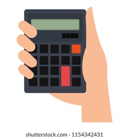 hand with calculator math isolated icon