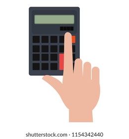 hand with calculator math isolated icon