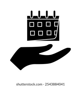 Mano y calendario icono de Ilustración vectorial sobre fondo blanco