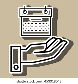 hand and calendar isolated icon design, vector illustration  graphic 