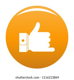 Hand call icon. Simple illustration of hand call vector icon for any design orange