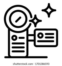 Hand camera icon. Outline hand camera vector icon for web design isolated on white background