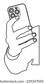 hand and camera phone flat illustration