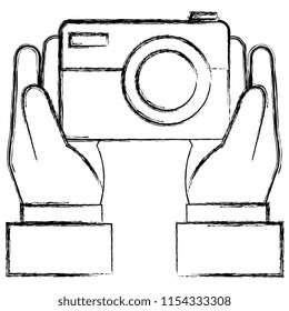 hand with camera photographic