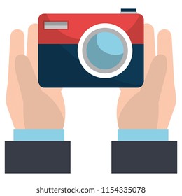 hand with camera photographic