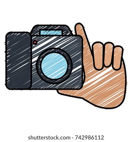 hand with camera photographic