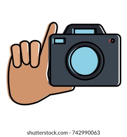 hand with camera photographic