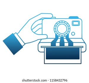 hand with camera photographic instant isolated icon