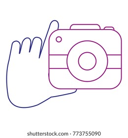 hand with camera photographic isolated icon