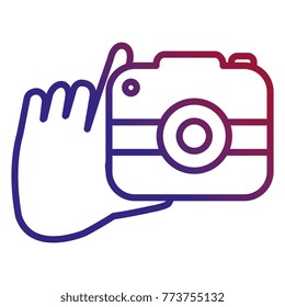 hand with camera photographic isolated icon