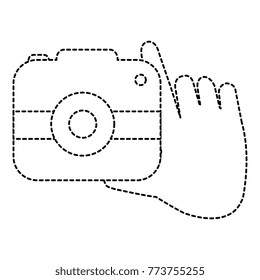 hand with camera photographic isolated icon