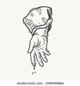 La mano. Se puede usar como dibujo de un tatuaje.