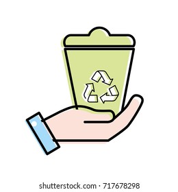 hand with can recycle to environment care