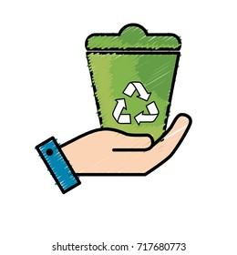 hand with can recycle to environment care